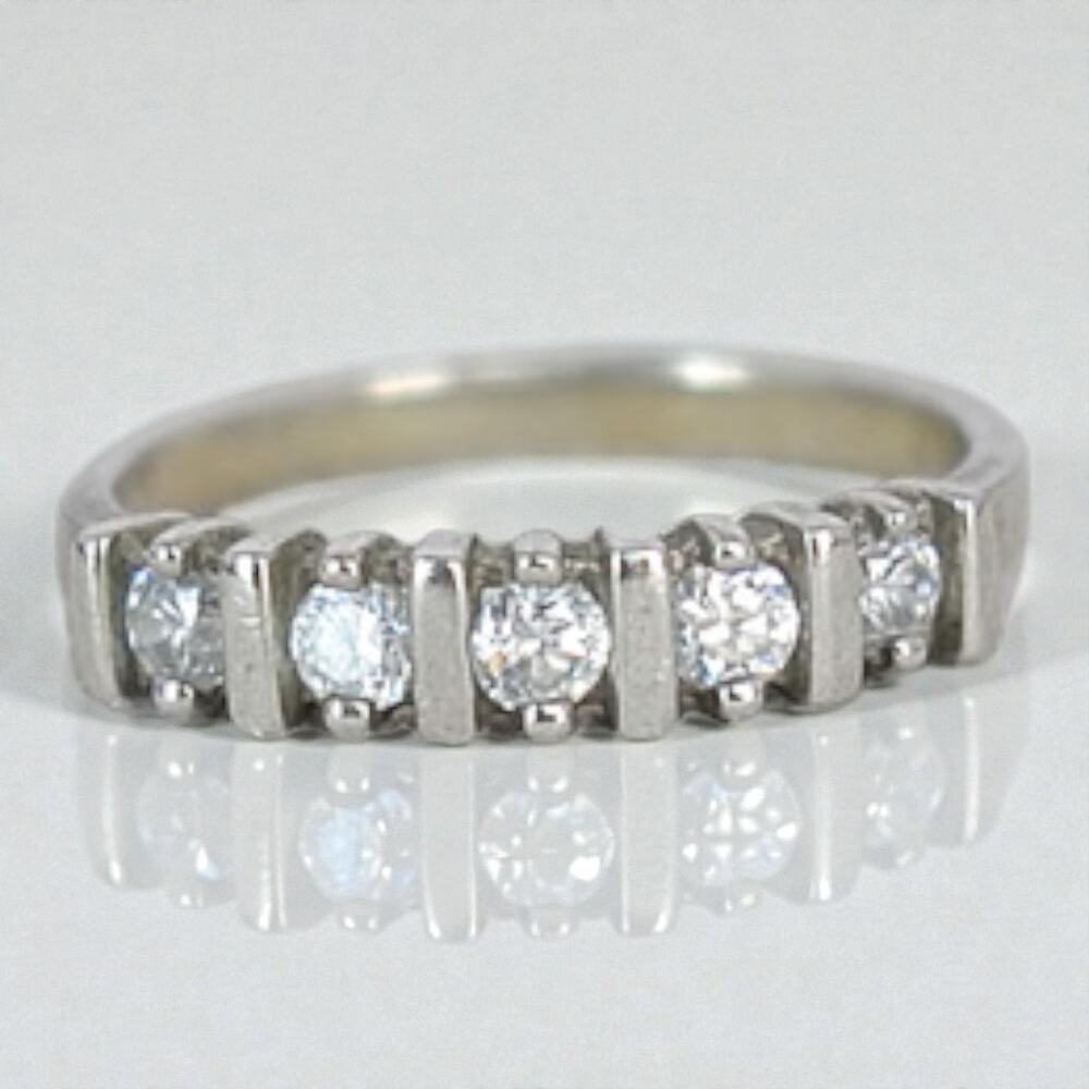 Sterling Silver 925 Cubic Zirconia Ring Signed JED Vintage Designer Size 6.5